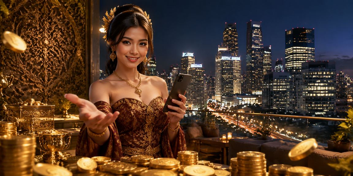 Model Indonesia memegang ponsel sambil menikmati bonus VIP dan reward platform