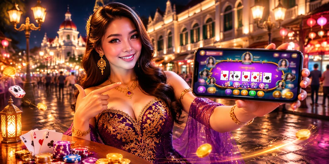 Suasana permainan kartu malam hari di pasar malam dengan nuansa festival Indonesia