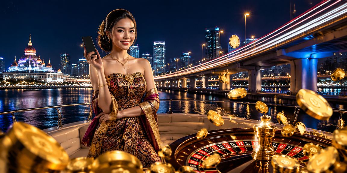 Model Vietnam berpose elegan di meja roulette casino
